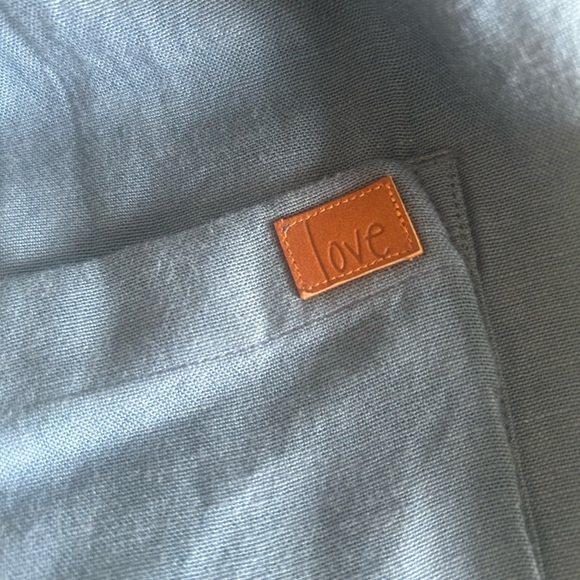 New Peace Love World Boheme Linen Blend Liz Ankle Pants Chambray size Small - Picture 4 of 9